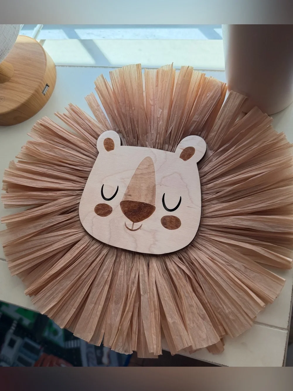 Lion Raffia Wall Hanging - Picture 1 of 2
